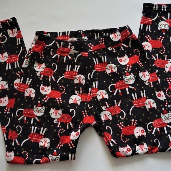 Yado Christmas Cats Youth Girls Leggings Sz L / XL Soft Holiday Lounge Pants - Picture 6 of 8